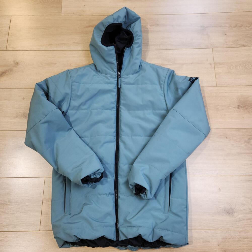 686 Warmix Puffy Jacket Mens Small Blue Hooded InfiDRY 10K Ski Insulated Winter